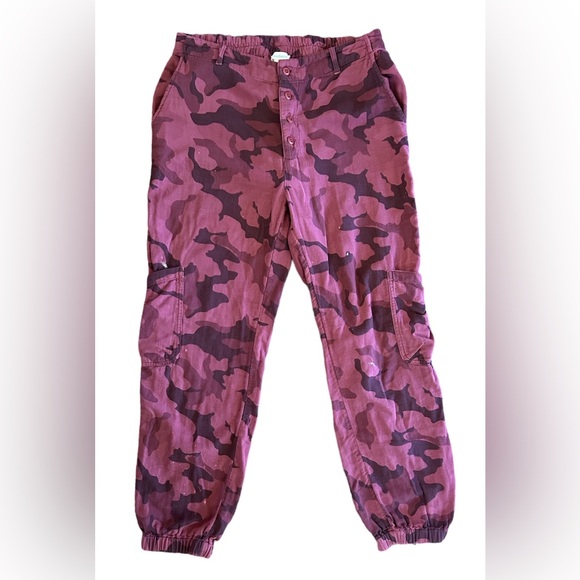Sundance | Women’s merlot wine colored utility jogger pants, button front, sz S - Picture 4 of 15